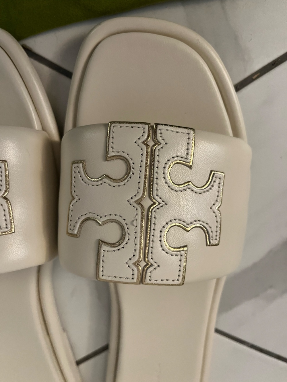 Tory Burch Ivory Logo Slide Sandals - Picture 7 of 9